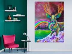 Rainbow Deer acrylic painting